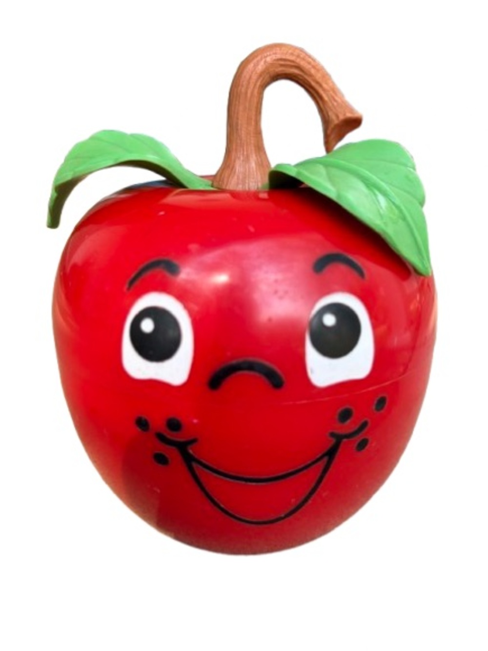 Vintage Fisher Price Red “Happy Apple” Roly Poly Chime Toy #435 Long Stem 1972